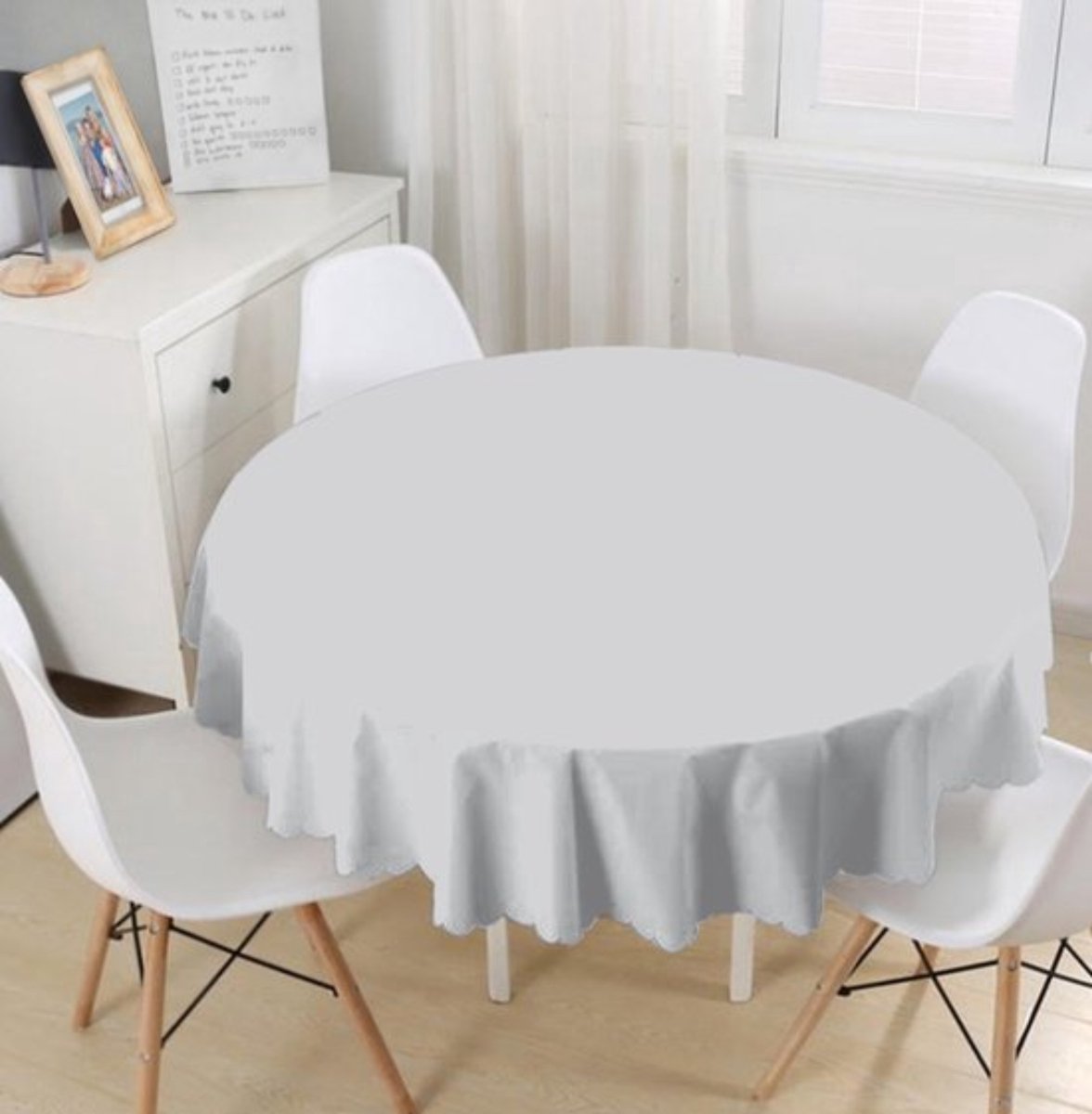 Rond Tafelkleed Ø180cm - Bedrukt Velvet Textiel - Effen grijs - Tafelkleden - Tafellaken