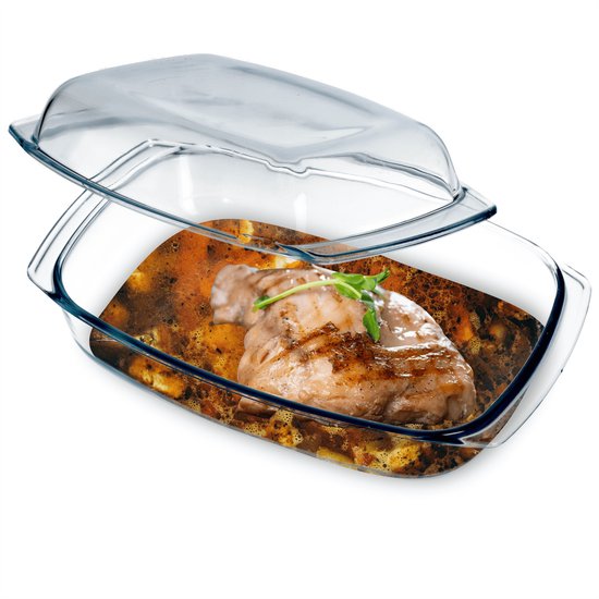 Ovale glazen ovenschaal van 3 liter, met deksel (deksel niet ovenbestendig