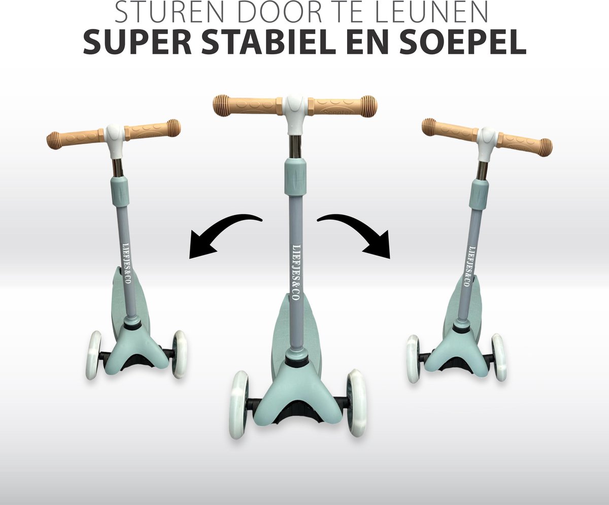 Liefjes & Co Kinderstep – 3-wielen Step - Met Lichtgevende Wielen – 2-6 jaar – Pastelblauw — afbeelding 4