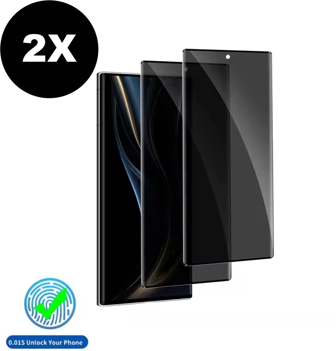 VOWLUX Privacy Screenprotector 2 Stuks voor Samsung Galaxy S24 Ultra – Gehard Glas – Anti-Gluren – Vingerafdrukscanner Compatibel – Beschermglas – Krasbestendig – 2-Pack