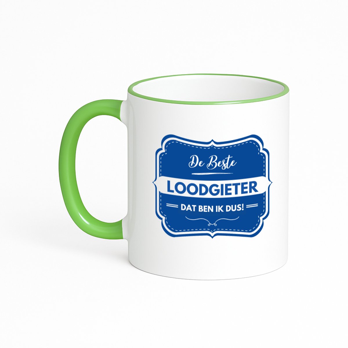 Hacebo® - De beste loodgieter koffiebeker met gekleurde rand groen - Loodgieter - loodgieters - thee mok - koffie beker - werk - afscheidscadeau - verjaardagscadeau - kado - koffiemok - 330 ML