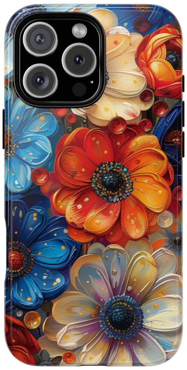 Levendig Abstract Bloemenpatroon – Telefoonhoesje Geschikt voor iPhone 16 Pro Max