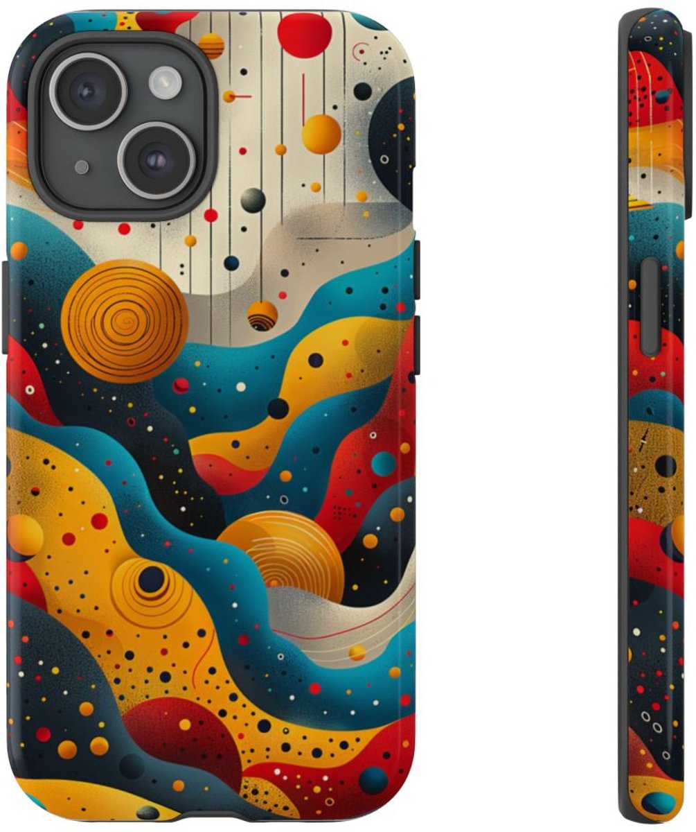 Kleurrijke Abstracte Kosmische Golven – Telefoonhoesje Geschikt voor iPhone 15