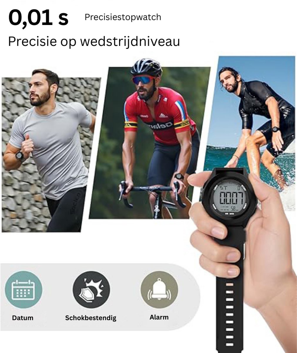 Afbeelding 3 van Sporthorloge Stijlvol Smartwatch Waterdicht Zwart