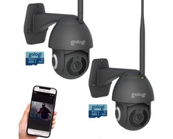 Gologi Superior Outdoorcamera - 2 Stuks - Buiten camera met nachtzicht - Beveiligingscamera met Kabel - Security camera - 3K - Met wifi en app - Zwart