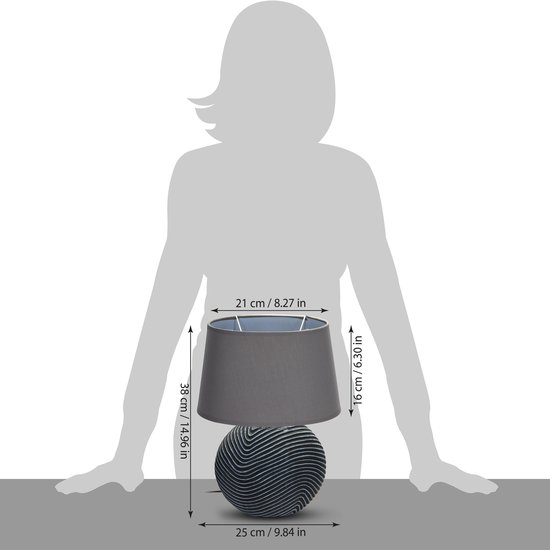 Lampes de table ou de chevet BRUBAKER Zen Garden , lot de 2 pièces, gris anthracite, pieds en céramique bicolore, finition mate, hauteur 38 cm