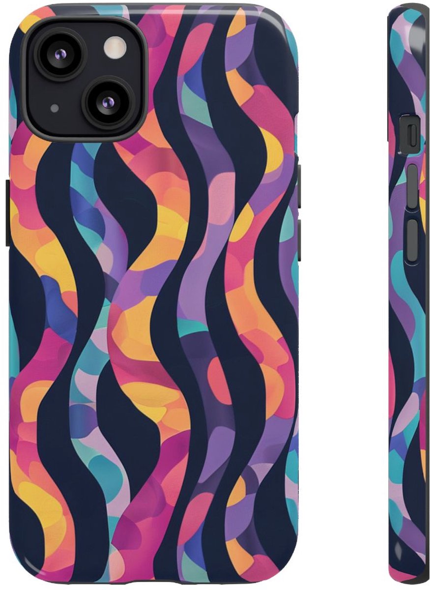Kleurrijk Golvend Abstract Patroon – Telefoonhoesje Geschikt voor iPhone 13