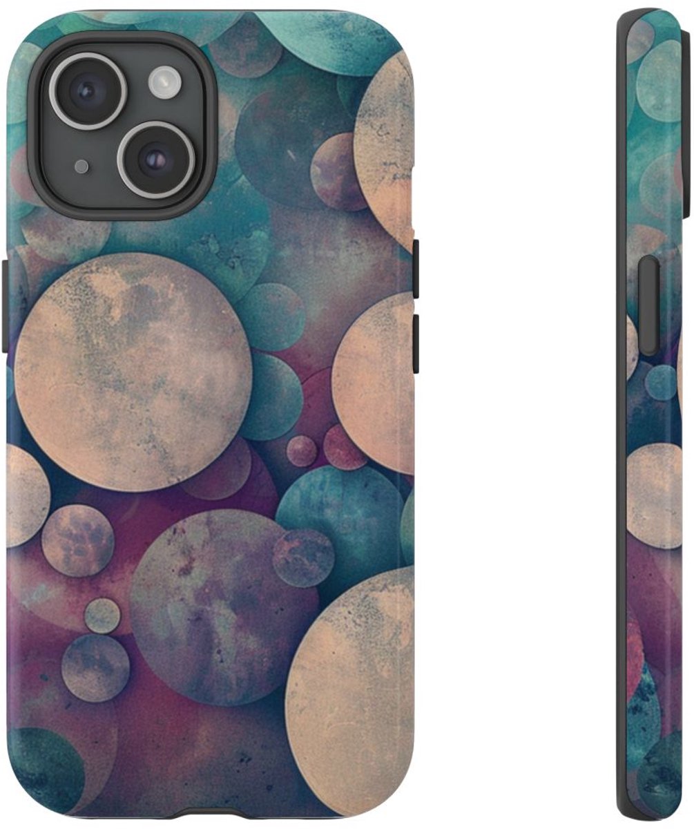 Dromerig Patroon van Veelkleurige Cirkels – Telefoonhoesje Geschikt voor iPhone 15