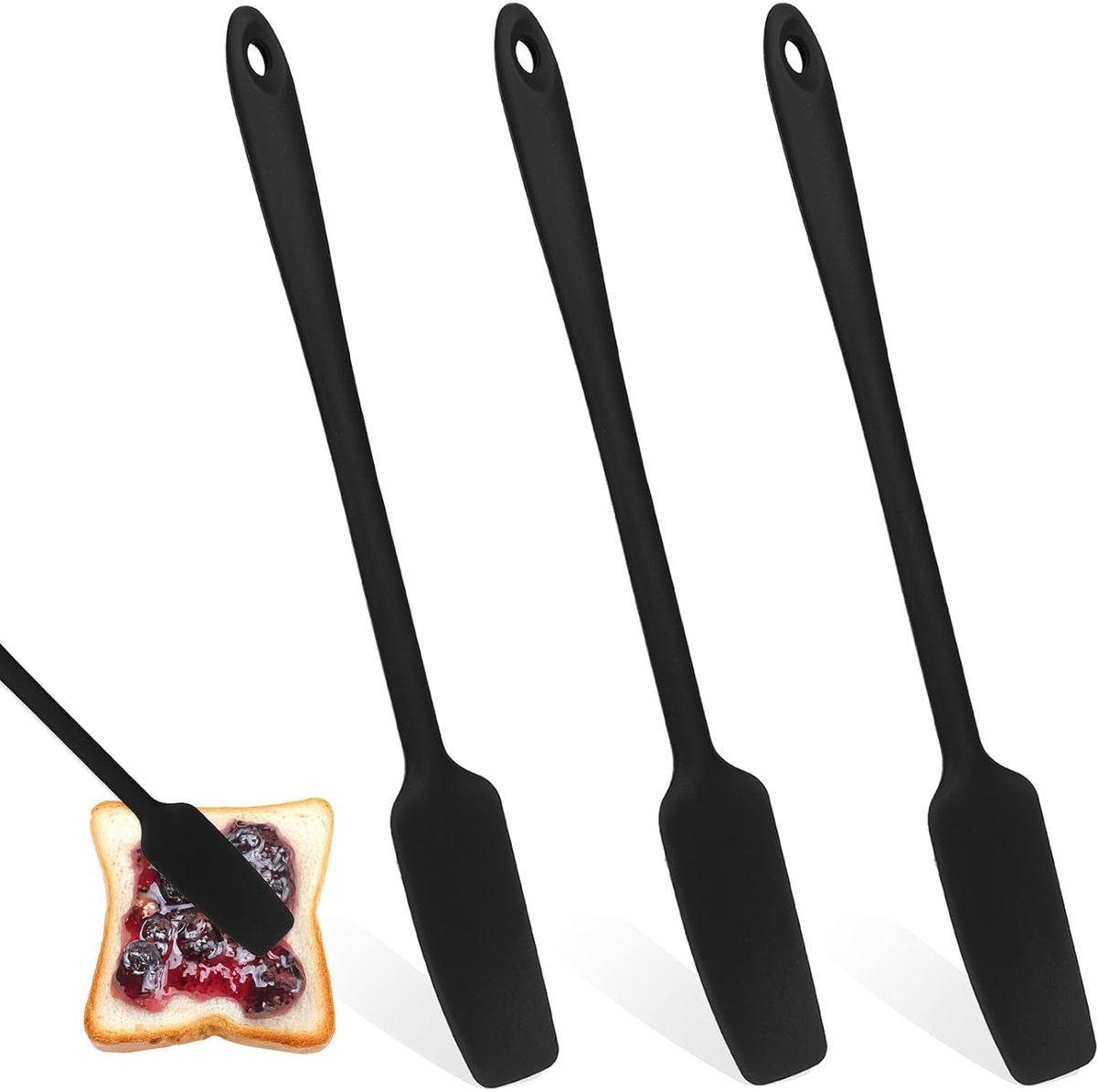 Siliconen spatels - multifunctioneel - set van 3 - zwart - hoogwaardig
