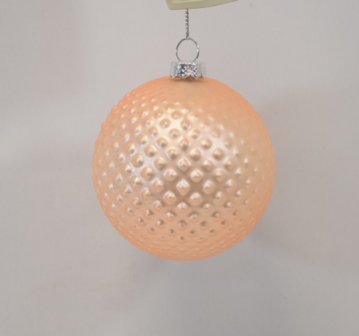 ZoeZo Design - 6 stuks - kerstbal - glas - reliëf - zalm - licht oranje - boomhanger - Ø 8 cm