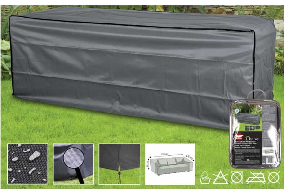 Deluxe Beschermhoes voor Tuinmeubelen, Rattan Sofa 3-Zits, Waterdicht 220x80x80 cm