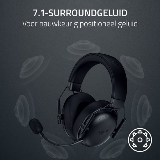 Zwarte Razer gaming headset met microfoon, met geluidsgolven.