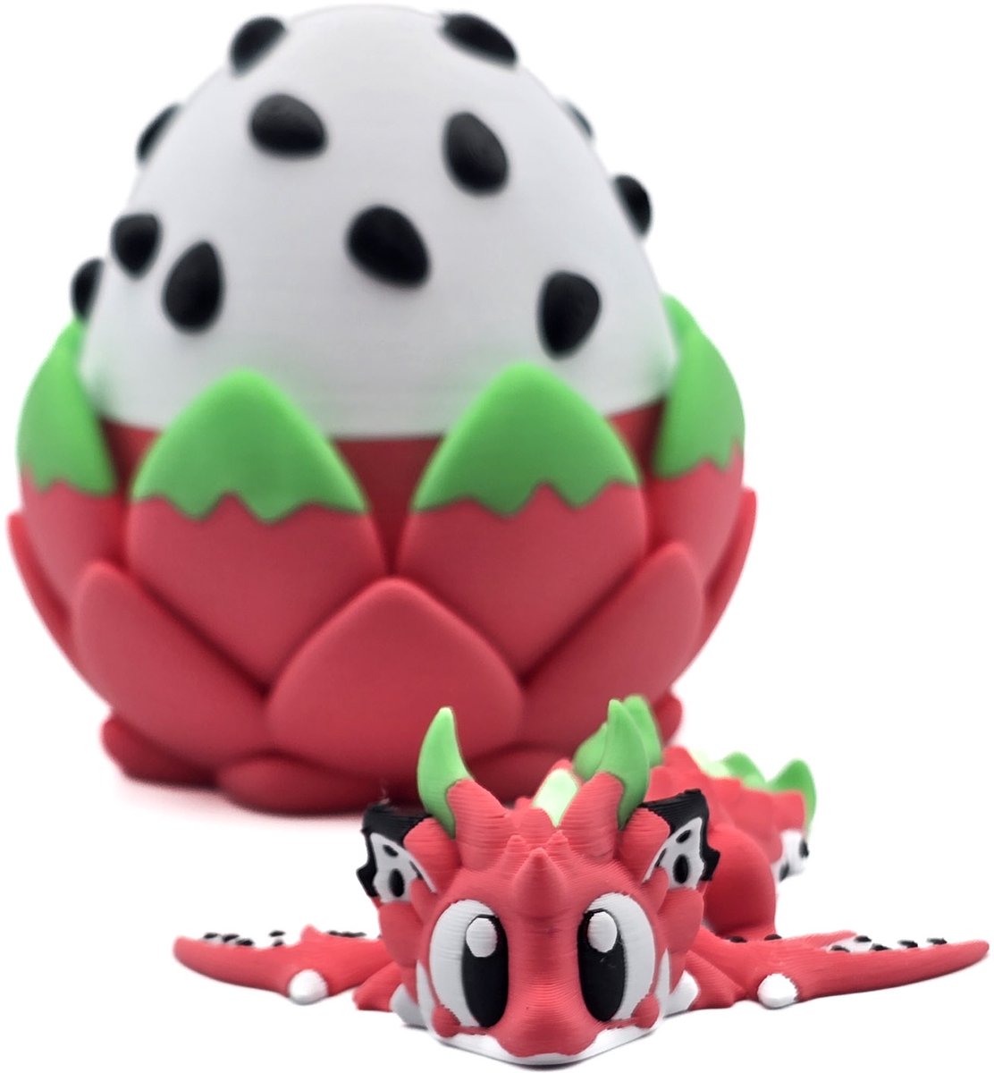 Dragonfruit draak met Draken ei - Fruit thema - Schattig mystery ei - 3D thema draak met thema ei - Cosmetalic - Fantasy Decoratie en Cadeau voor Drakenliefhebbers