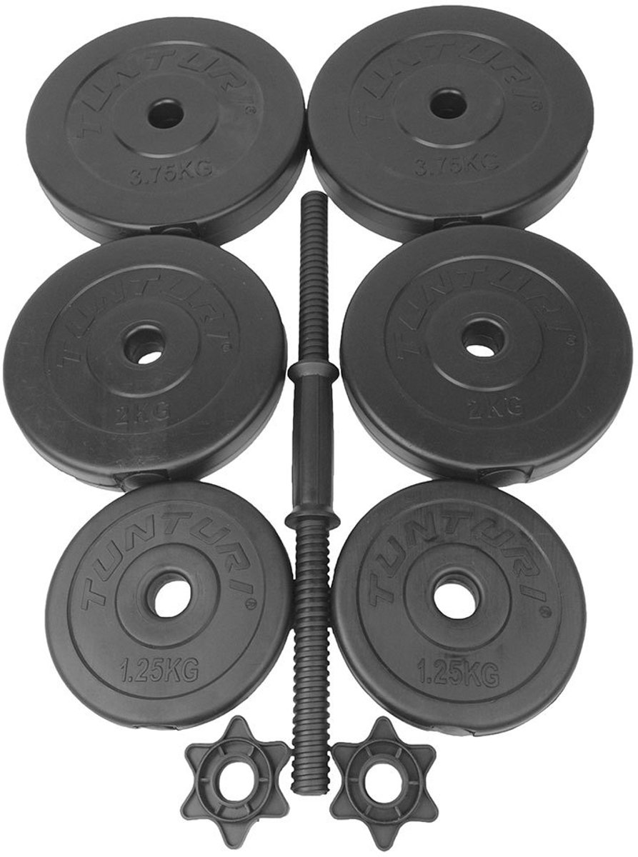 Tunturi Gewichten - Halterset - Dumbbell Set - 2 Stuks - Totaal 28kg - Zwart - Vinyl - incl. gratis fitness app – foto 2