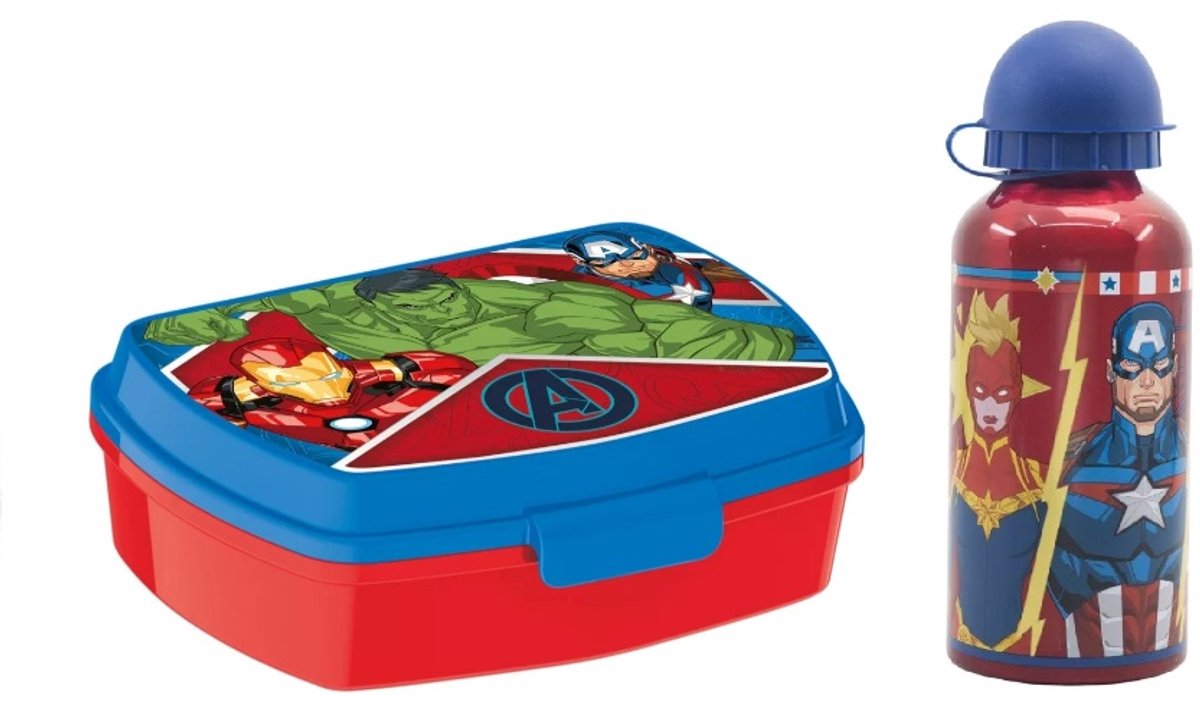 Avengers Army broodtrommel + aluminium drinkfles 400ml