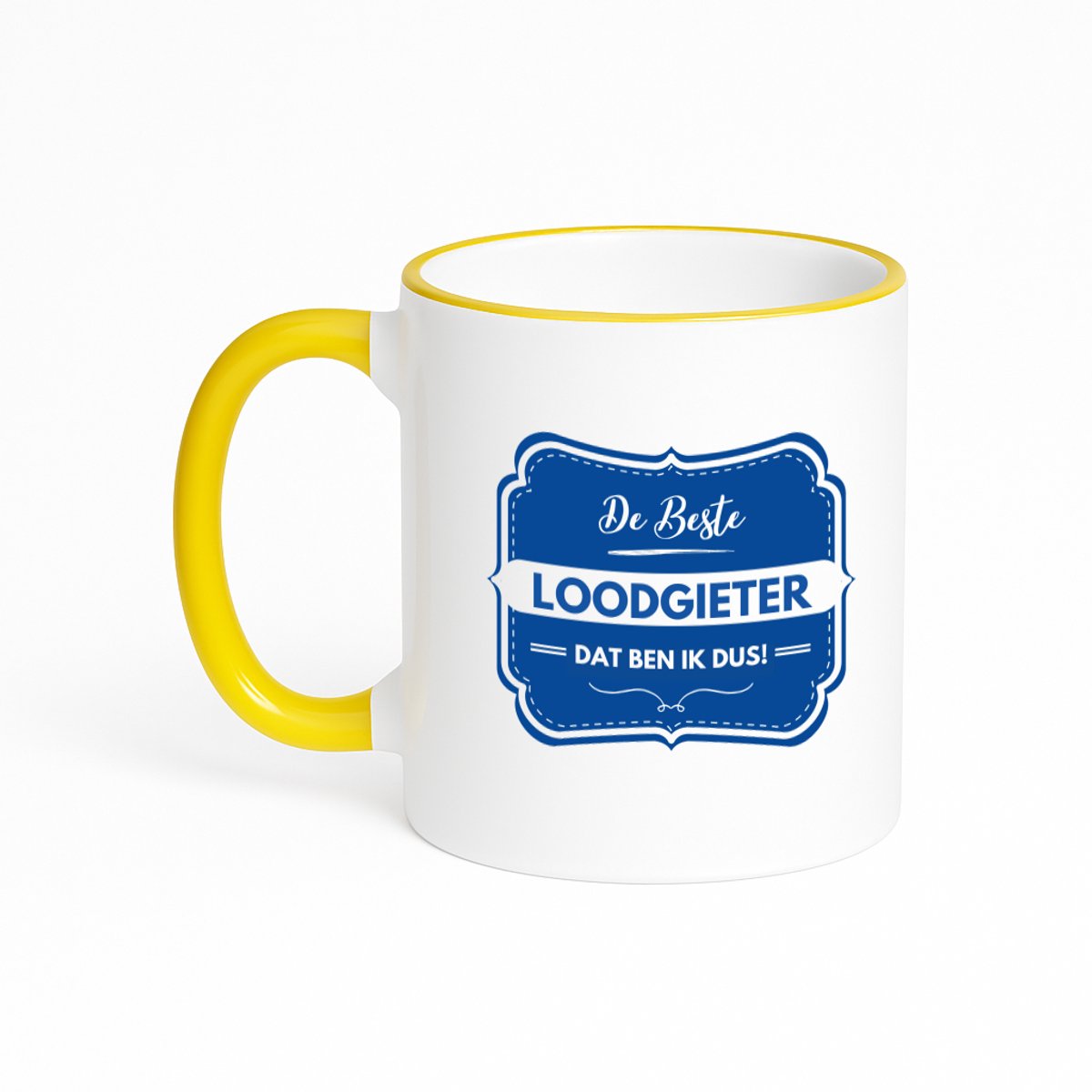 Hacebo® - De beste loodgieter koffiebeker met gekleurde rand geel - Loodgieter - loodgieters - thee mok - koffie beker - werk - afscheidscadeau - verjaardagscadeau - kado - koffiemok - 330 ML