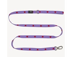 Hearts - Hartjes - Paars - Hondenriem - S- 2 cm breed - 2 m / 2 meter / 200 cm lang- Leiband hond