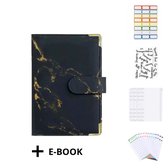 Classeur A6 Budget Planner En PU Cuir Rose - Organisateur Argent Avec 12 Pochettes Zippées