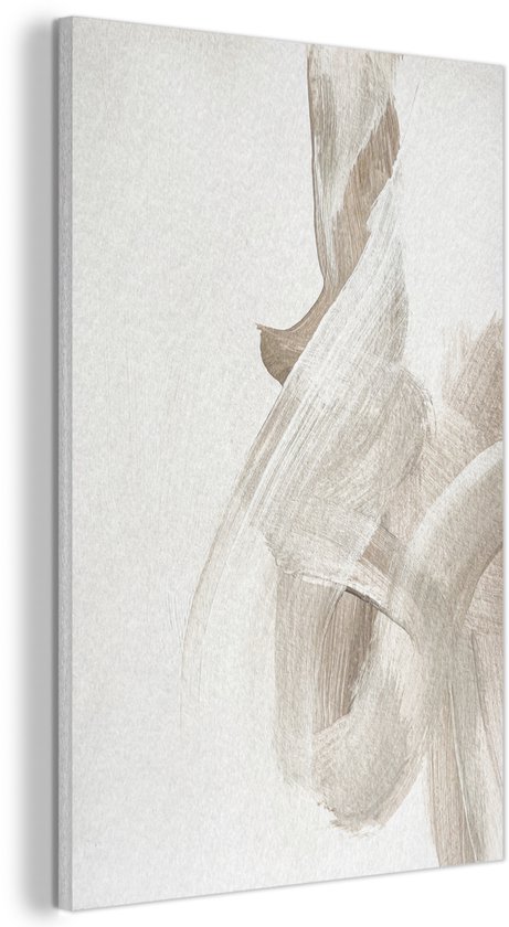 Akoestisch wandpaneel 60x90 cm - Vilt schilderij Abstract - Moderne kunst - Beige - Akoestische panelen - Geluidsdempende wanddecoratie - Geluidsisolatie woonkamer - Muurdecoratie geluidspanelen