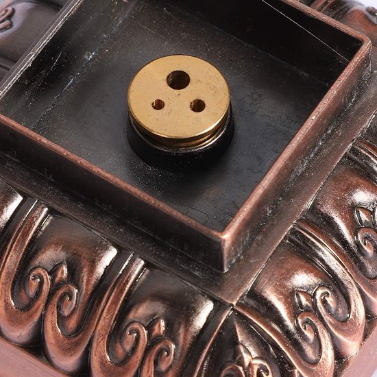 Incense Burner, Incense Tower Burner Holder, Red Copper Vertical Heart Sutra Craft Ornaments Tea Room Decoration — afbeelding 4