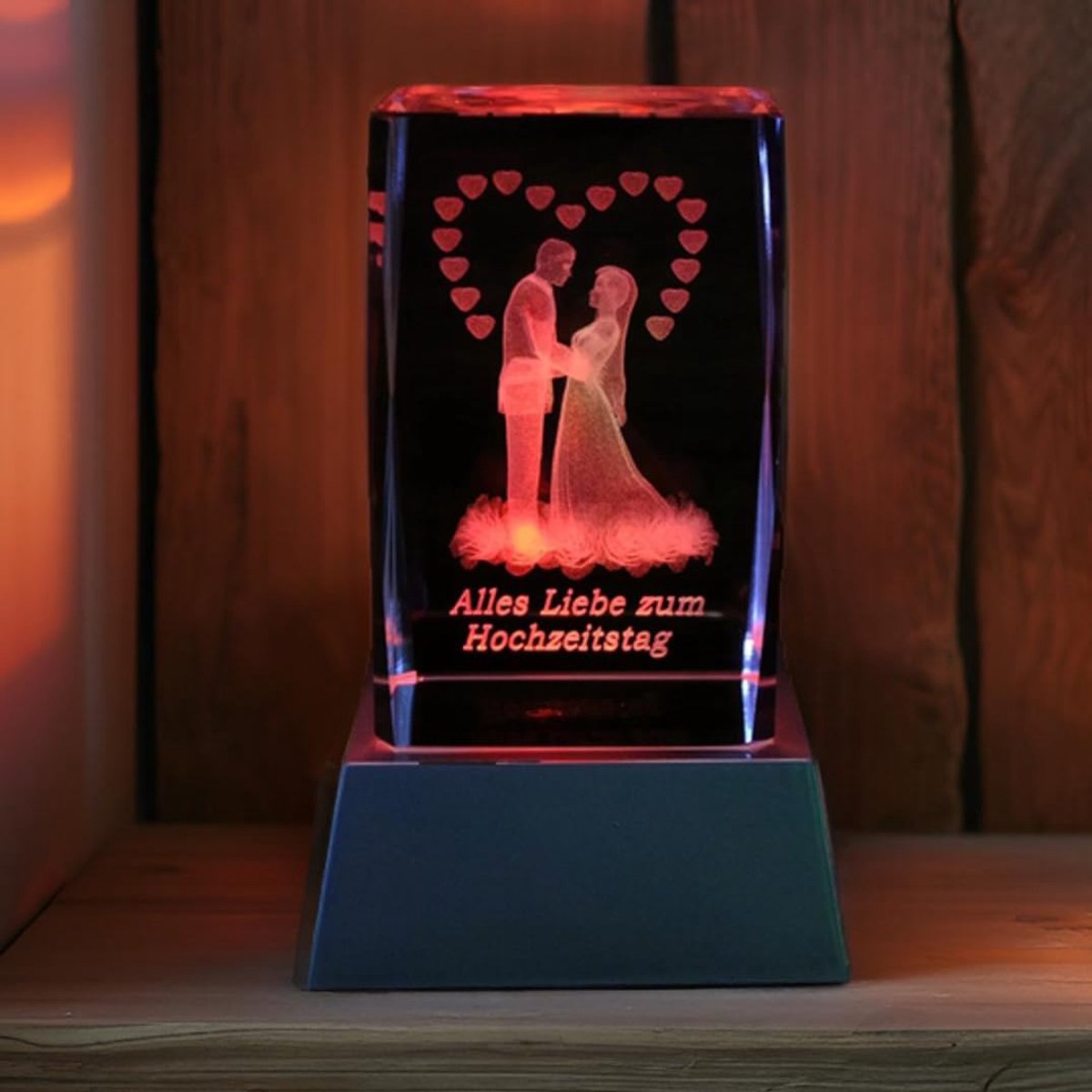 Kaltner presenteert Mood Light – Een heel bijzonder cadeau: LED-kaars/kristallen glazen blok/3D-lasergravure/huwelijksjubileum/huwelijksjubileum cadeau/Ik hou van jou