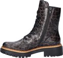 Bruine veterboot met panterprint, rits aan de zijkant, veters en dikke zool.