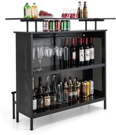 Meuble bar - Casier à vin - Desserte - Cave à vin - Meuble à boissons - 120 x 50 x 106,5 cm - Porte-bouteilles - Porte-verres - Marron foncé