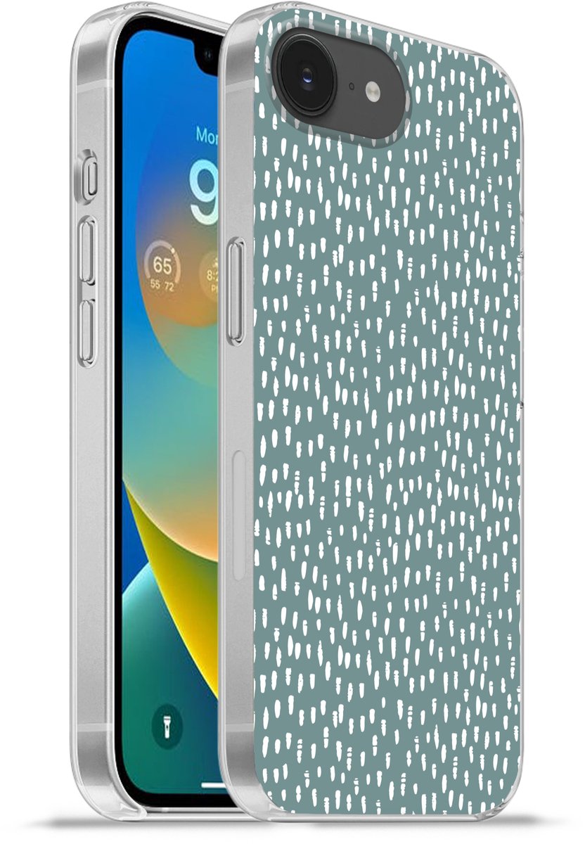 Telefoonhoesje Geschikt voor iPhone 16e hoesje - Stippen - Wit - Groen - Siliconen Telefoonhoesje Telefoonhoesje