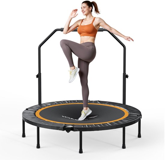 MERACH Opvouwbare Fitness Trampoline Ø122 cm – Met Verstelbare Handgreep – Indoor & Outdoor Gebruik – Max. 135 kg – Voor Volwassenen en Kinderen