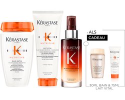 Kérastase Nutritive Trio + 2 Cadeau's - Shampoo 250ml, Conditioner 200ml & 8H Magic Night Nachtserum 90ml + Shampoo 30ml & Conditioner 75ml Cadeau - Fijn tot middendik droog haar