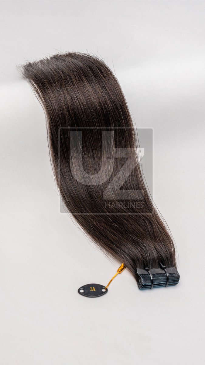 UZ Hairlines Tape Extensions 50cm – Kleur #1A Natuurlijk Zwart – 50g – 100% Remy Human Hair – Premium Quality - Double Drawn