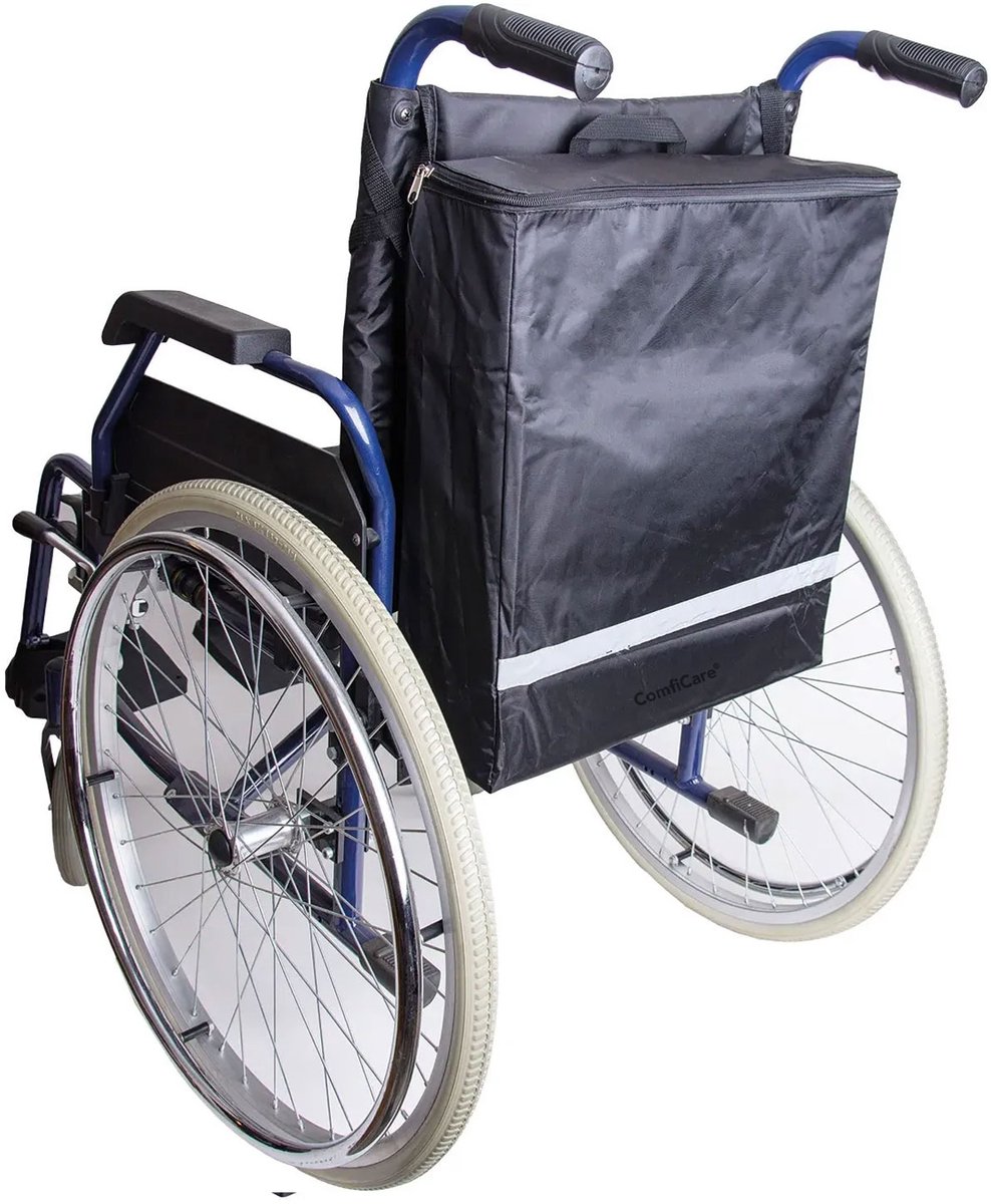 ComfiCare® Rolstoeltas - Rolstoelaccessoires - Rolstoel Tas Achterkant - Waterdichte Tas voor Rolstoel - Scootmobiel tas - Rollator tas - Met Veiligheid Reflectiestreep - Zwart