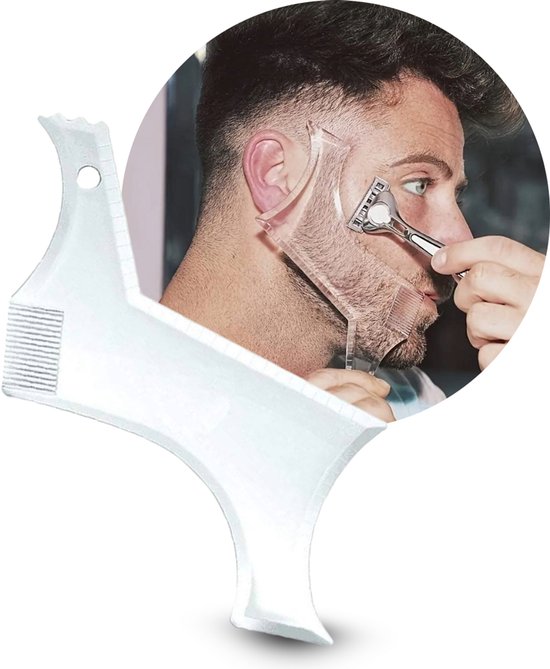 Foto: Flipflop club baard contour sjabloon transparant perfecte lijn en afwerking voor kaak en neklijn styling tool kam baardlijn en snor shaper trimmer baardvorm contouren scheerkam baardmal symmetrisch scheren baardverzorging