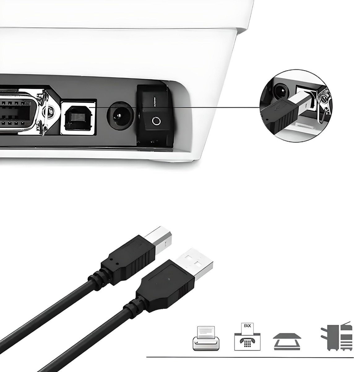 USB-A naar USB-B kabel 1 Meter - Printer kabel — afbeelding 3