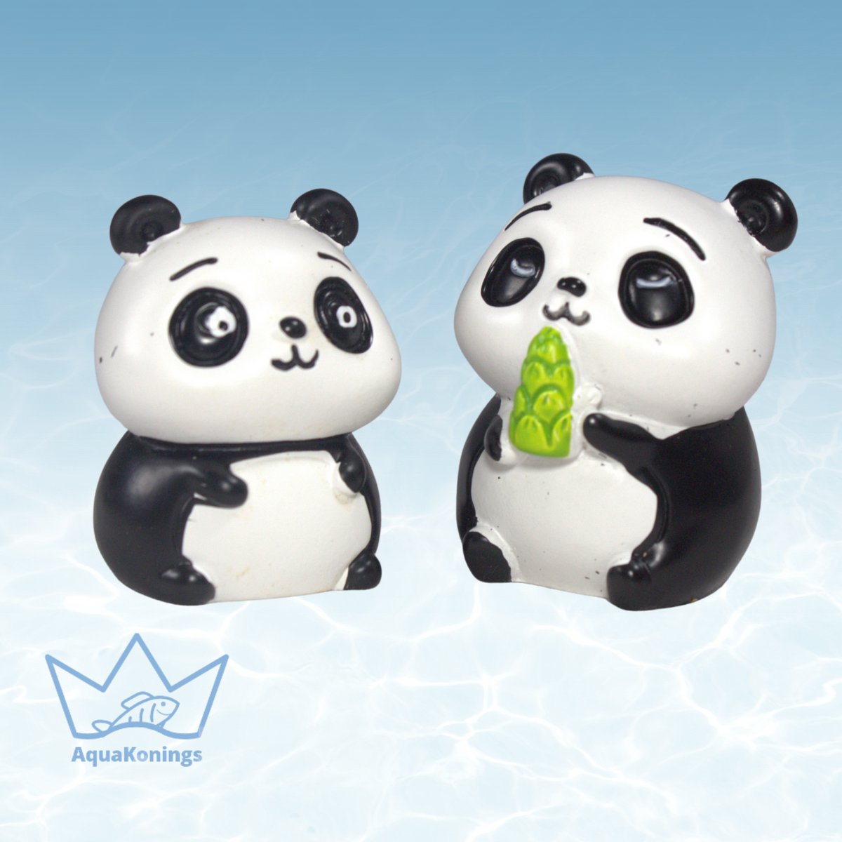 AquaKonings - Aquarium decoratie - Ornamenten - Panda's - Set 2 stuks - 3.5x3.5x4