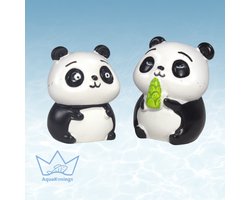 AquaKonings - Aquarium decoratie - Ornamenten - Panda's - Set 2 stuks - 3.5x3.5x4