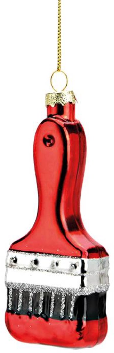 Kersthanger - Rode Verfkwast - H14cm - Schilder borstel - Kerstbal