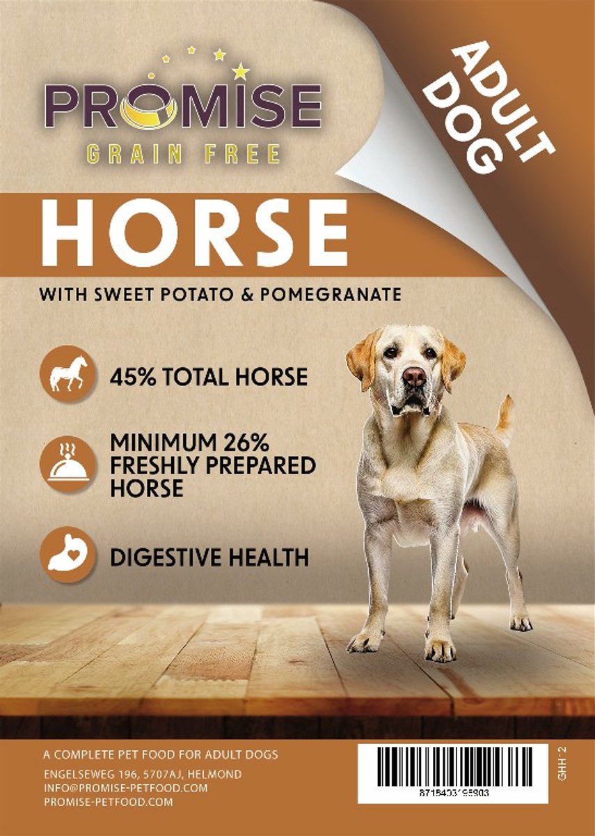 promise65 grainfree adult medium Paard met Zoete Aardappel & Granaatappel 2kg