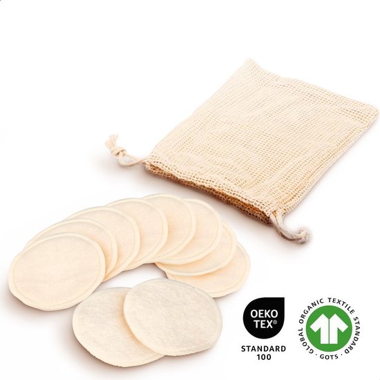 Cotons Bamboe Réutilisables - 8x Quotidien et 2x Gommage - Tampons Démaquillants Lavables - 10 Pièces - y compris Trousse de Toilette