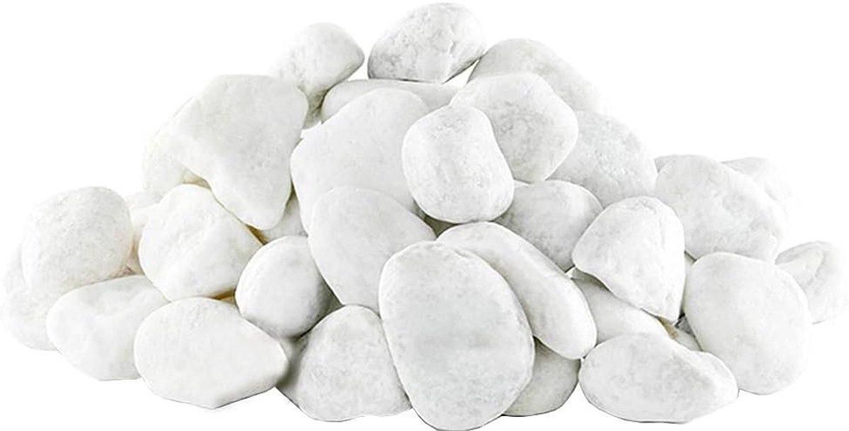 Natuurstenen Sneeuwwitte Kiezels - Decoratieve Rivierstenen voor Plantenpot, Tuin en Aquarium - 1000g - Ø 40-60mm