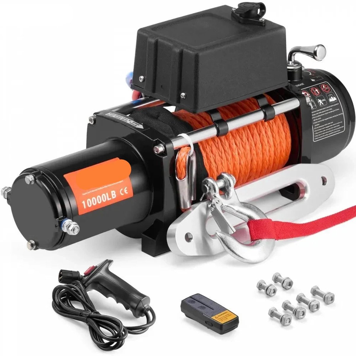 Elektrische Lier - Takel - Kabeltakel Lier - Kettingtakel - 13500LBS - 12V - IP55 Waterdicht - Aluminium Fairlead - Draadloze en Bedrade Afstandsbediening - Zwart