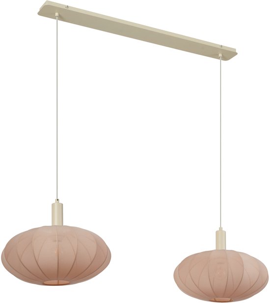 QAZQA bida - Suspension Japandi pour table à manger | dans la salle à manger - 2 lumières - L 127 cm - Beige - Salon | Chambre à coucher | Cuisine