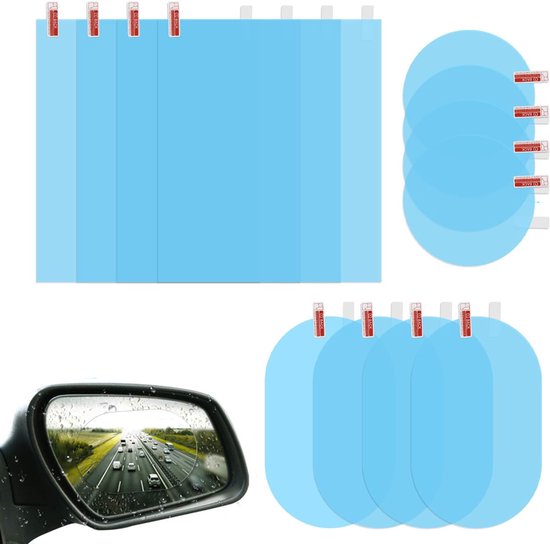 Autospiegel Sticker x12 - Buitenspiegel Folie - Beschermfolie - Auto Raam Stickers - Spiegel Folie - Autospiegel Waterafstotend - Nano Coating - Anti Mist / Anti Regen / Anti Sneeuw / Anti Vuil / Anti Vries - Voor Auto's, Vrachtwagens, Bestelwagens