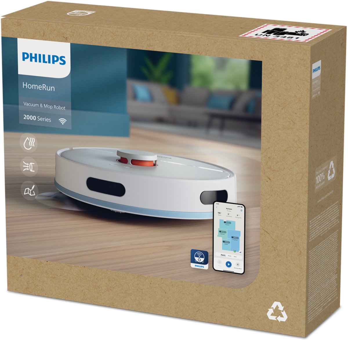 Afbeelding 2 van Philips HomeRun 2000-serie Robotstofzuiger Met Dweilfunctie – XU2000/25 – 6000 Pa Sterke Zuigkracht – Slimme Navigatie