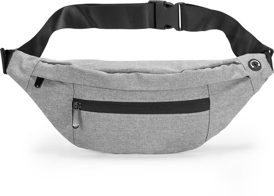 YONO Sac Banane Large - Sac Banane adapté pour Voyages / Marche / Sport / Smartphone / Passeport - Sac à Bandoulière pour Téléphone - Sac Banane pour Femme et Homme - Sac Pochette - Grijs