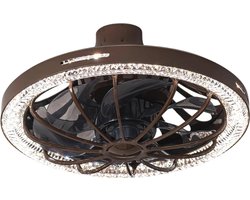 Bovista Plafondventilator - Met Verlichting - Plafond Ventilator - Met Lamp - Plafonniere Met Ventilator - Met Licht - Koffie - 33cm