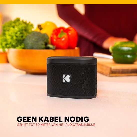 Kodak SoundBrix Bluetooth Speaker – Draadloze Muziek Box –5W RMS - 2pcs – Zwart — afbeelding 5