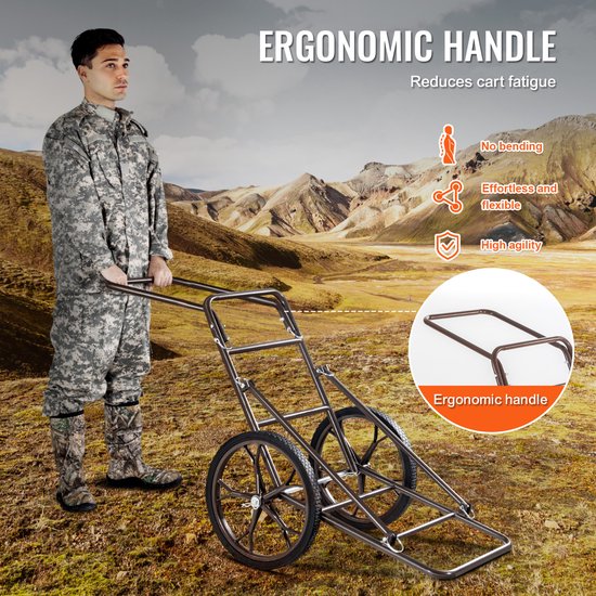 Hertenkar - Opvouwbare Wildtransporter met Een Laadvermogen van 500 Pond. 17 Inch Rubberen Wiel en Ergonomische Handgreep. Robuust voor de Jacht van Merkloos — afbeelding 5