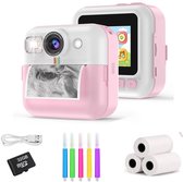 TinyPlay Kindercamera met foto printer - 48MP - Digitale Camera Kinderen - 32GB SD kaart - Full HD Foto en Video - Spelletjes - Fotoprinter - Kinder camera - Digitale kindercamera - Roze