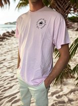T-shirt pour homme Salty Days - Chemise rose coupe ample - 100 % Katoen - Manches courtes - Chemise de plage - Chemise d'été - T-shirt décontracté - Imprimé crabe - La Life est meilleure à la plage (M)